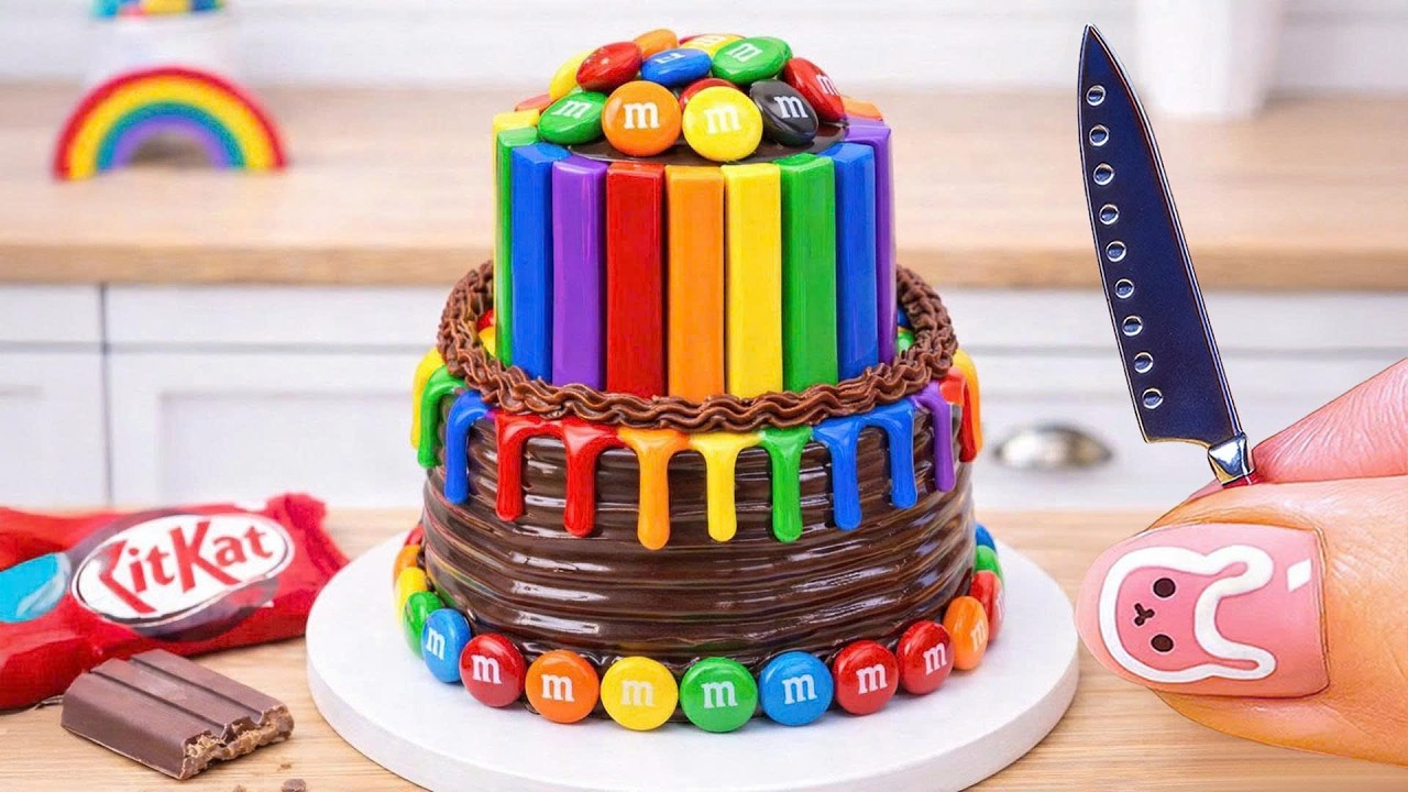 Mini Rainbow Chocolate Cake Recipe With KITKAT 🌈🍫 How to Make Rainbow Cake Decorating Ideas