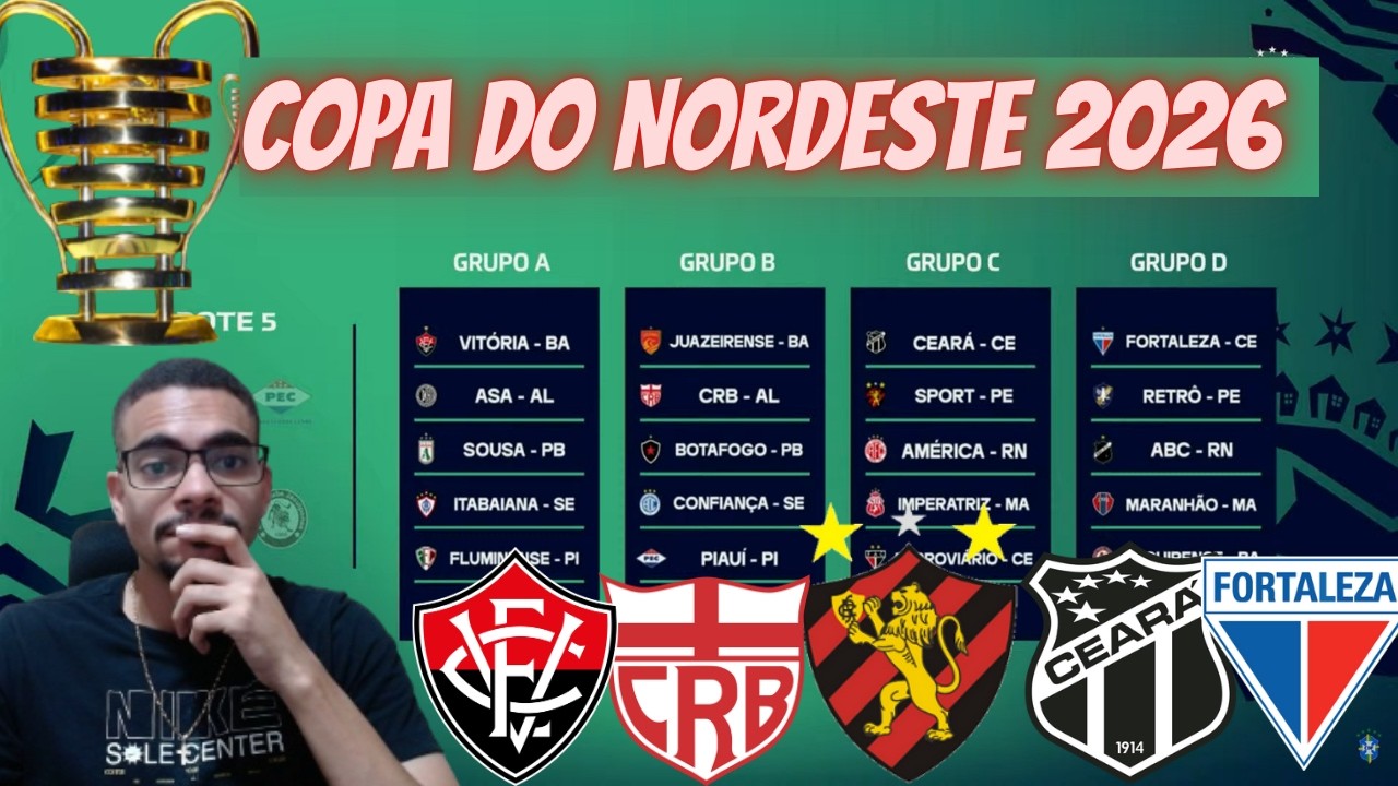 💣🏆COPA DO NORDESTE 2026 GRUPOS DEFINIDOS ! SPORT, VITÓRIA, FORTALEZA, CEARÁ, CRB - TRANSMISSÕES
