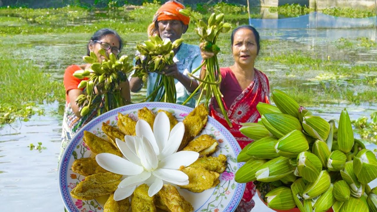 SAPLA with fish curry recipe || Water Lily collect and cooking Nittyanandopur village Grandma||