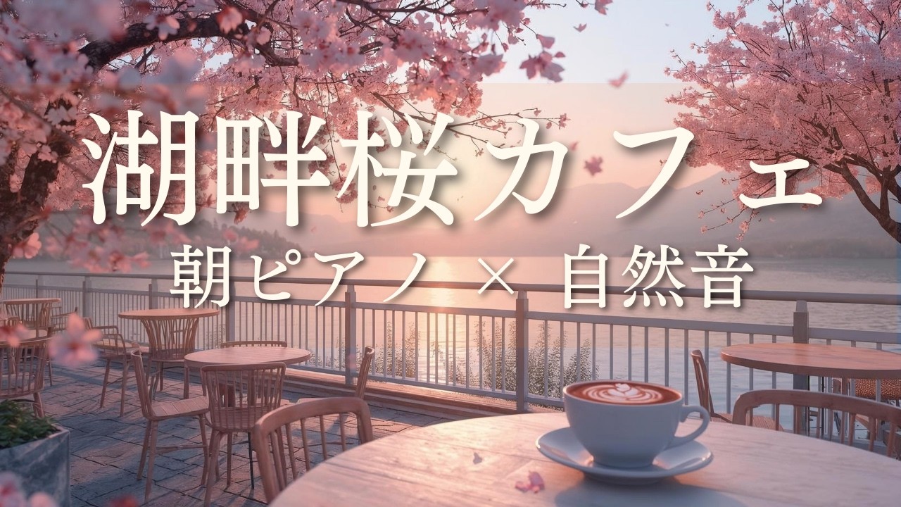 【湖畔桜カフェJAZZ】朝ピアノ×自然音｜癒しのモーニングBGM