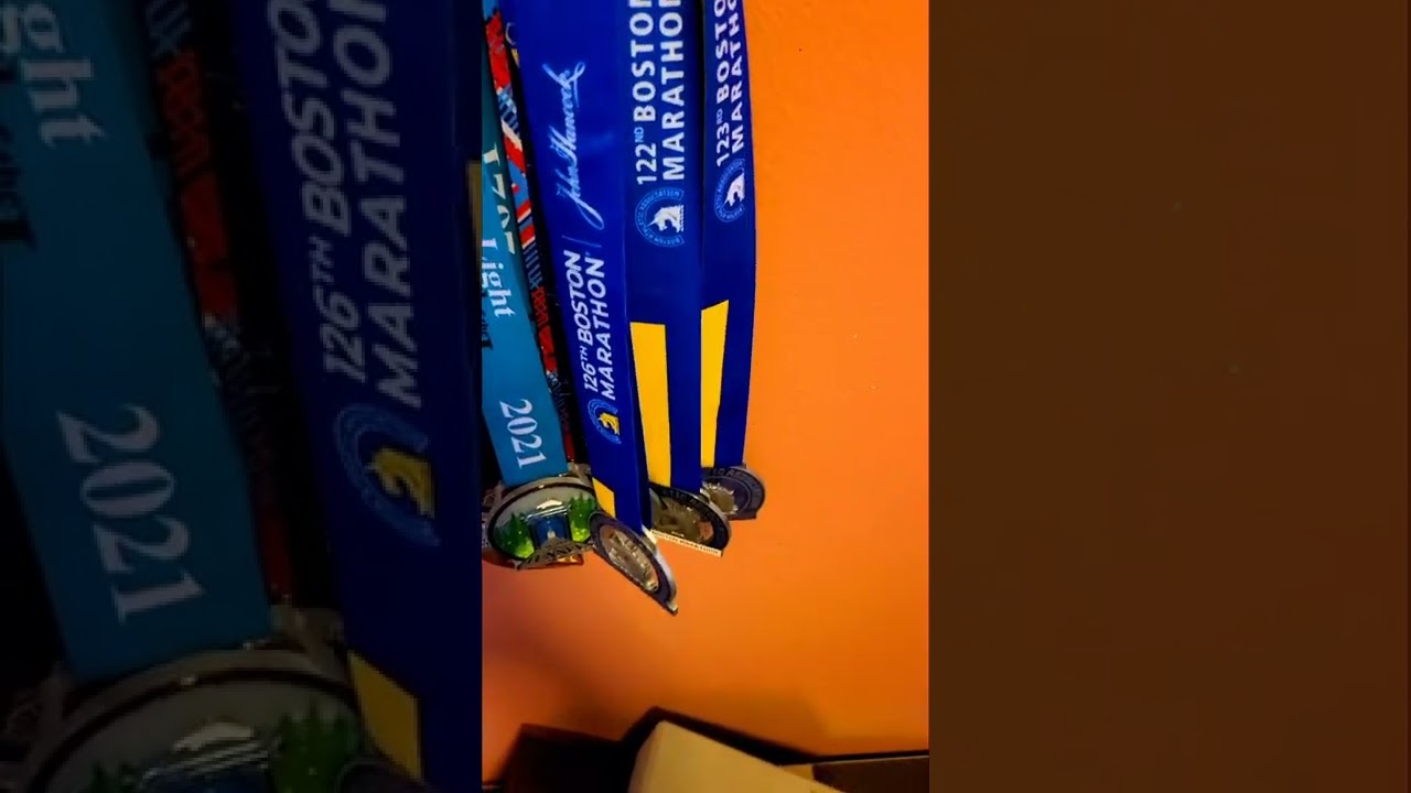Hanging my 2022 Boston Marathon medal