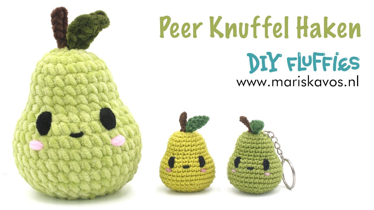 Peer knuffel haken voor beginner - fruit knuffel sleutelhanger Nederlands