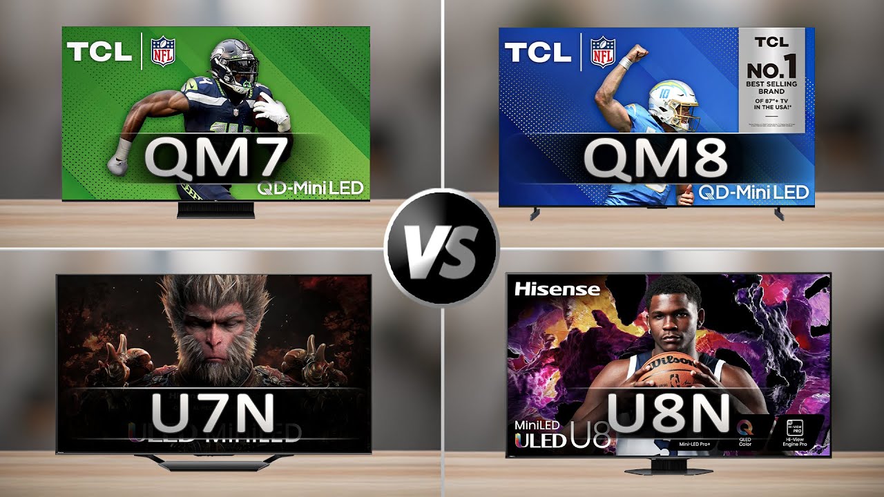 TCL QM7 против TCL QM8 против Hisense U7N против Hisense U8N 🔥 ЛУЧШИЙ 4K-телевизор | Полные харак...