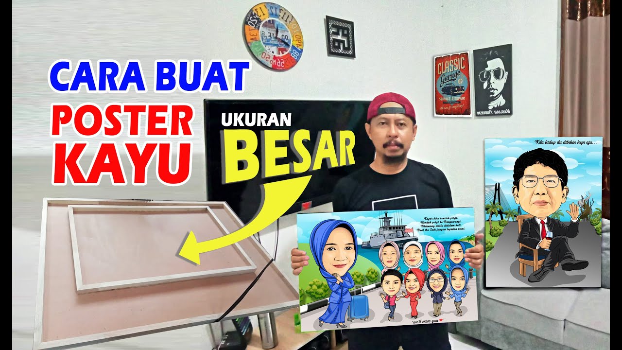 CARA BUAT POSTER KAYU MDF BESAR (KARIKATUR VINTAGE)
