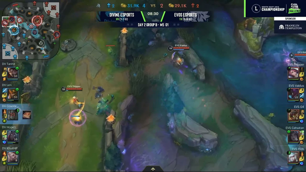 DIVINE ESPORTS(VN) VS EVOS ESPORTS(TH) Game 1 Group Stage Day 2