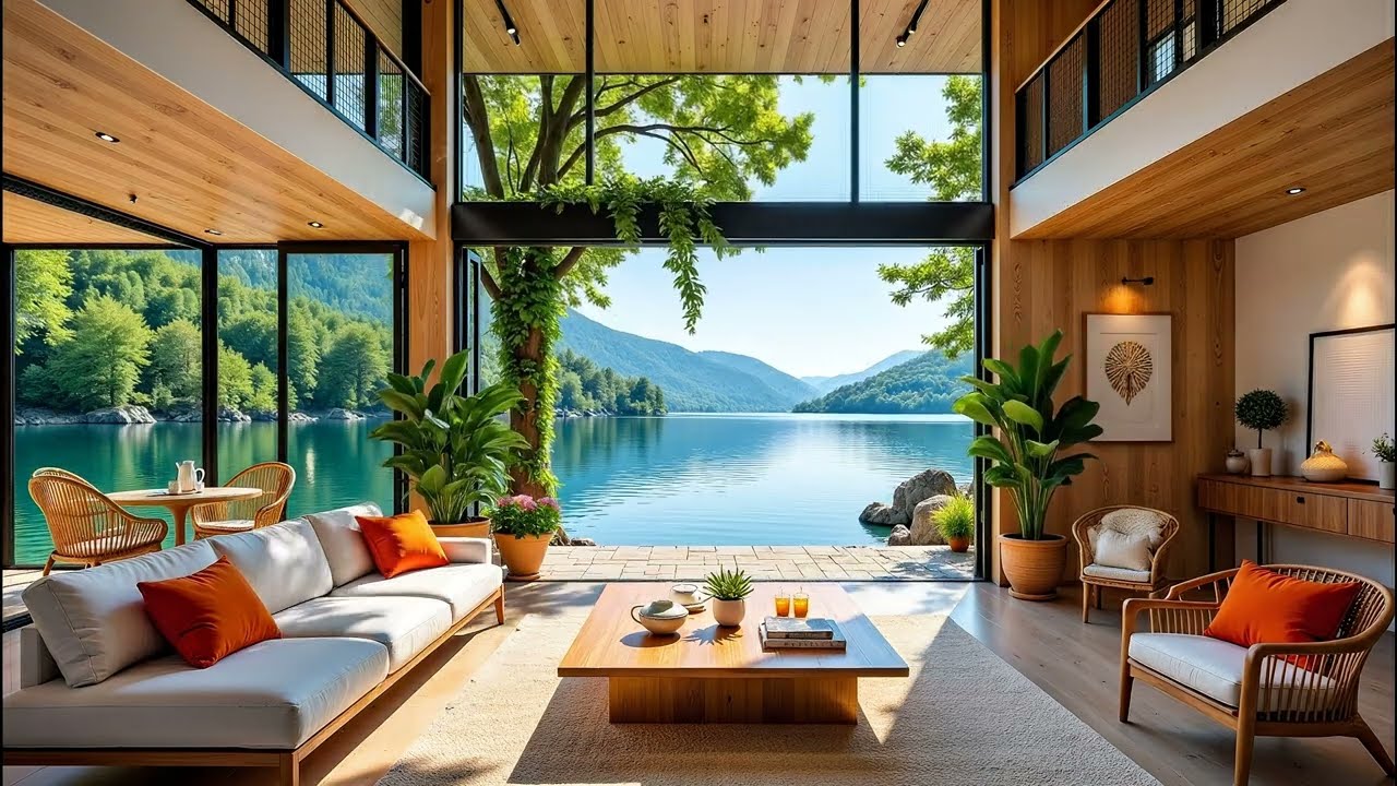 Calm Lakeside Villa Jazz with Gentle Piano for Study & Stress Relief