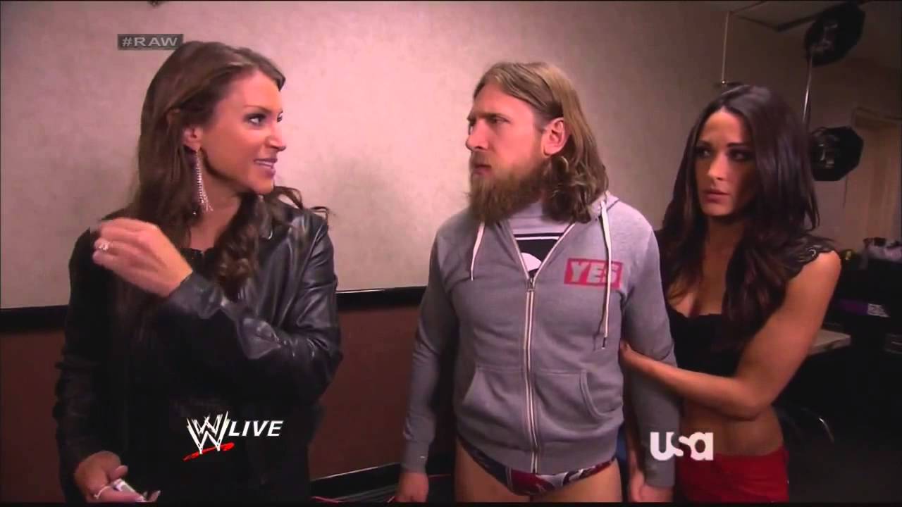 Stephanie, Daniel Bryan, & Brie Bella Backstage Segments (RAW 5/5/14)