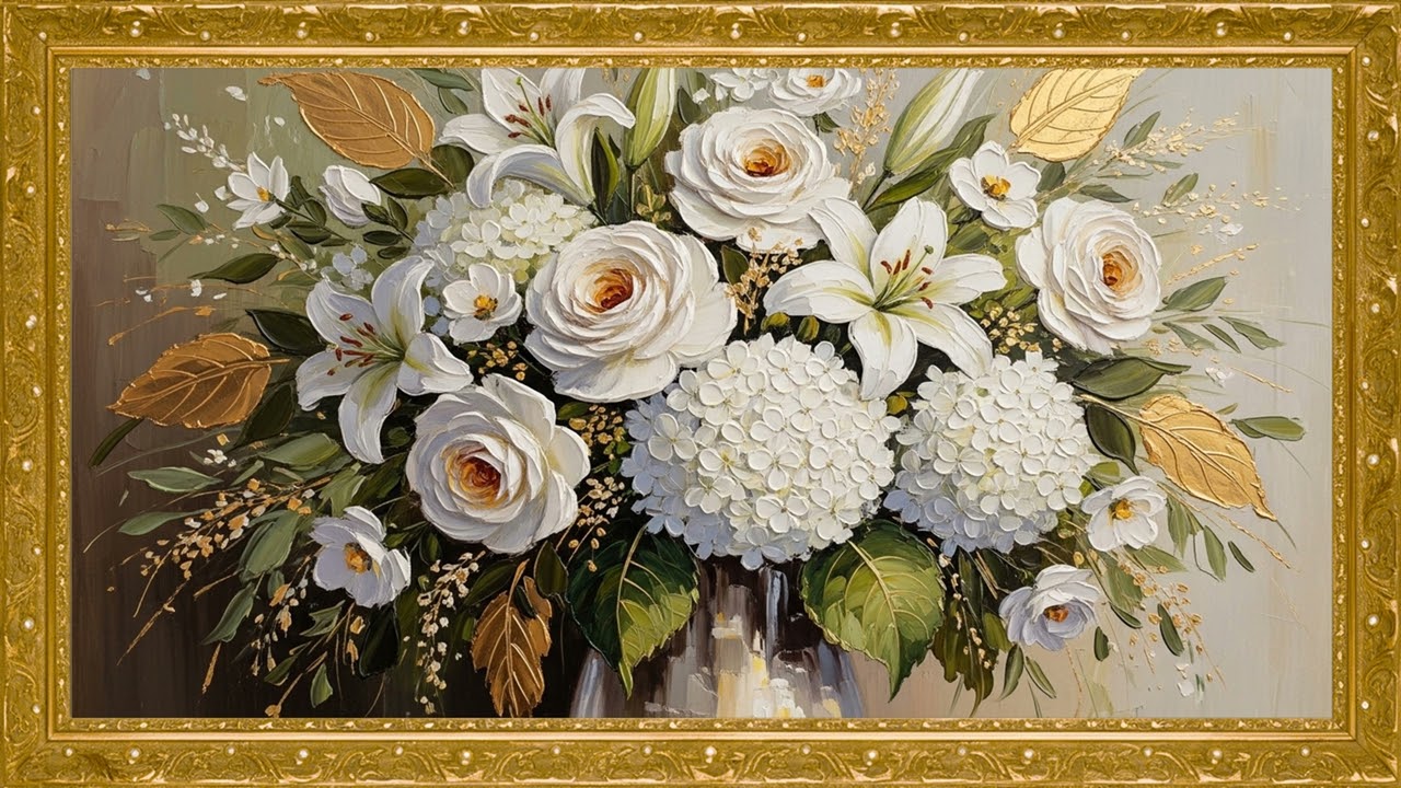 12-Hour Elegant White Floral Art 🌿 | 4K Calm Slideshow for Relaxation, Focus & Ambient Decor
