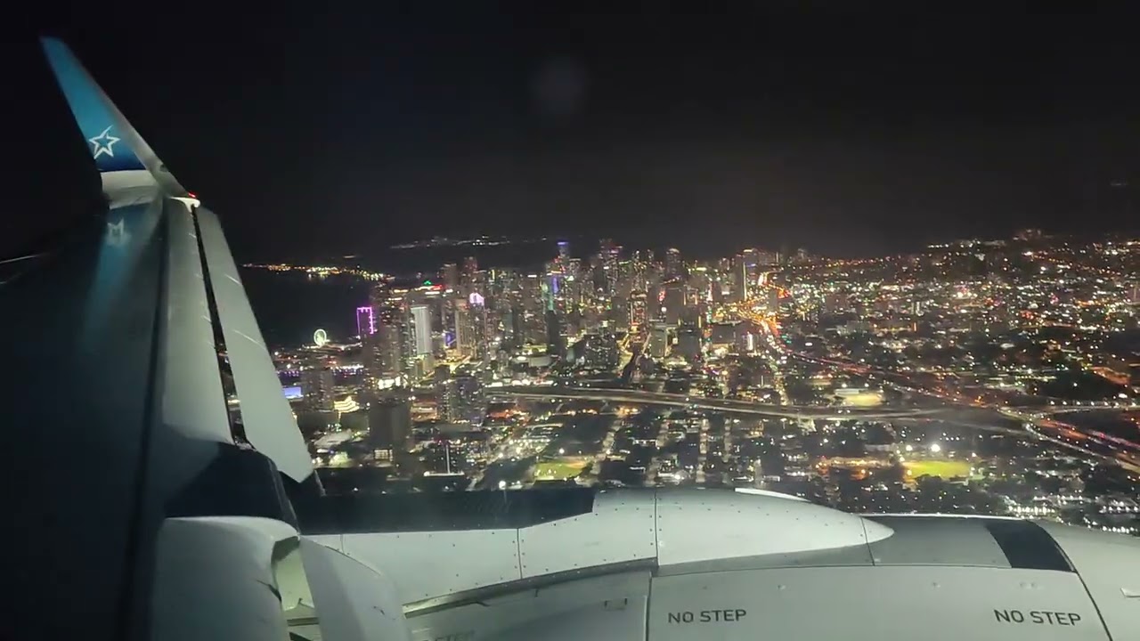 Landing in Miami airport by night - Florida