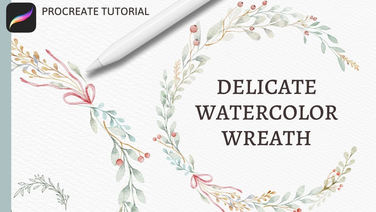 How to Paint a Watercolor Christmas Wreath in Procreate | Realistic Watercolor Procreate Tutorial