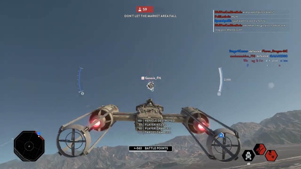 Battlefront 2 - My most toxic killstreak... Y-Wing 48 Killstreak in Galactic Assault (Tatooine)