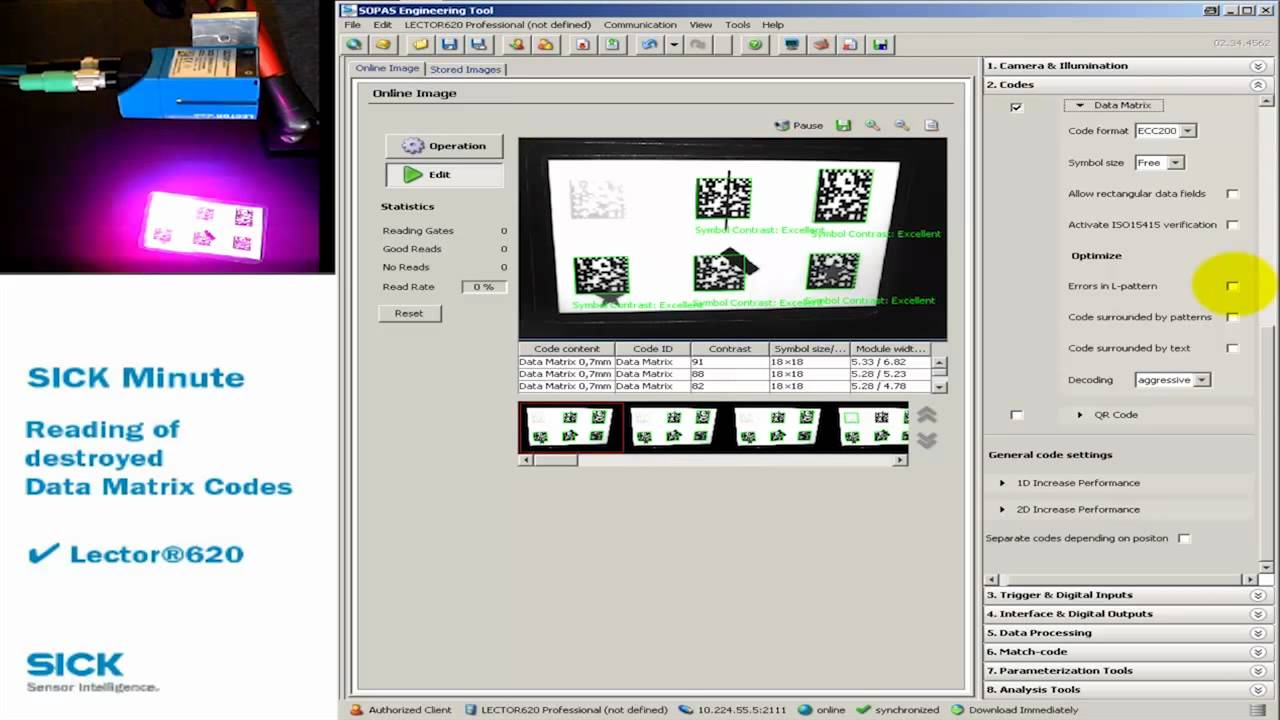 Reading of damaged Data Matrix codes with the LECTOR®620 from SICK | SICK AG