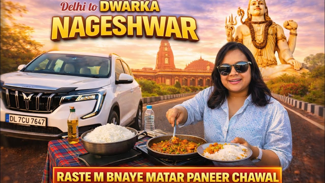 Delhi to Nageshwar🔱Raste m koi restaurant nhi🍚bnaye Matar Paneer|Ep 2|Har Har Mahadev🙏🏻