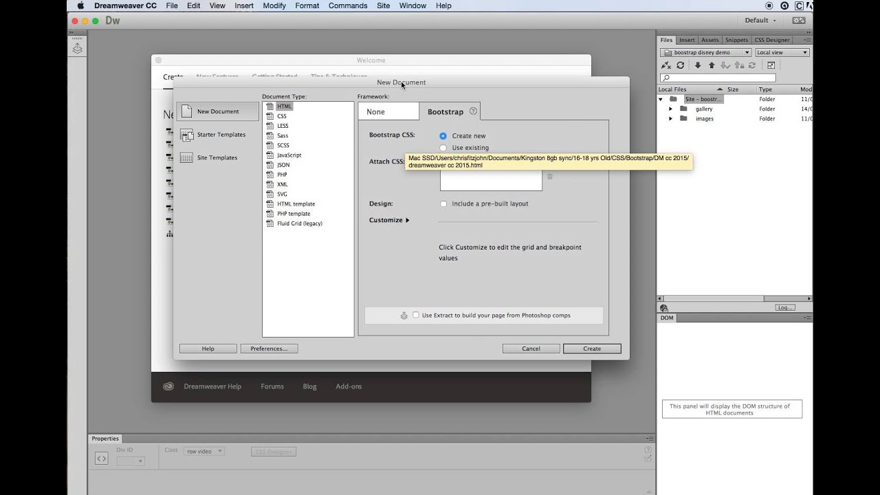 Bootstrap - defining the site and bootstrap page