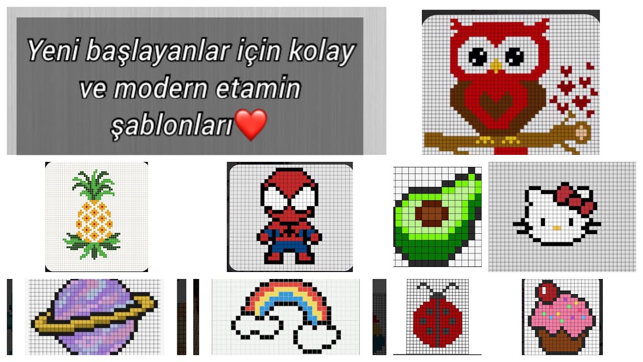 YENİ BAŞLAYANLAR İÇİN ETAMİN KANEVİÇE ŞABLONLARI(MODERN)🌸