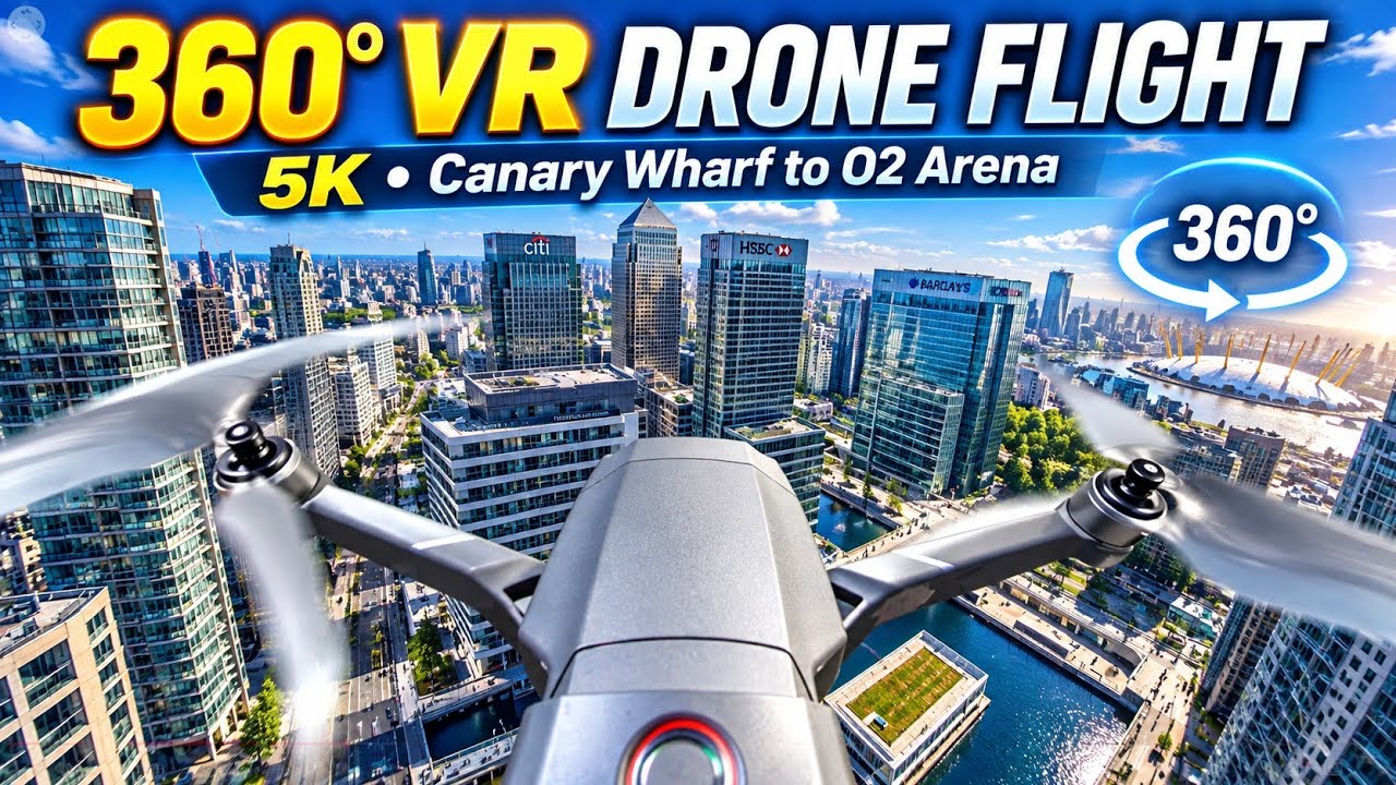 360&deg; VR Drone Flight | 5K Virtual Reality Video - Canary Wharf ~ 02 Arena