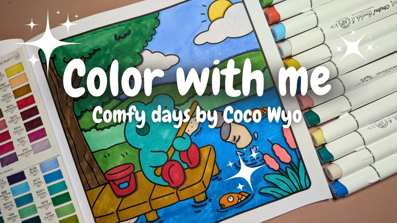 Color with me (ASMR) 🌷 Comfy days by Coco Wyo ✨ Ohuhu markers