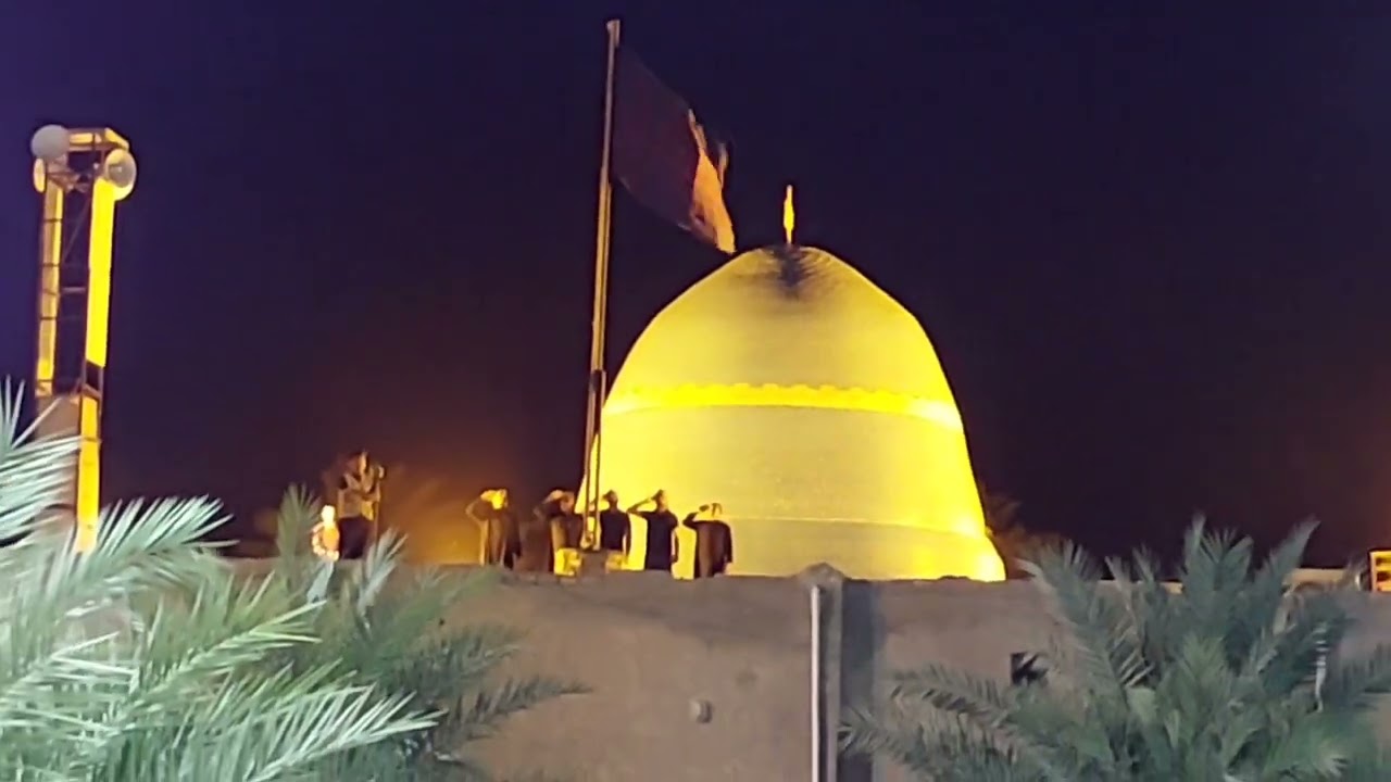 مراسيم رفع راية الحزن في ناحية جصان من مرقد ابن الكاظم عليه السلام لسنة ١٤٤٥ هجرية