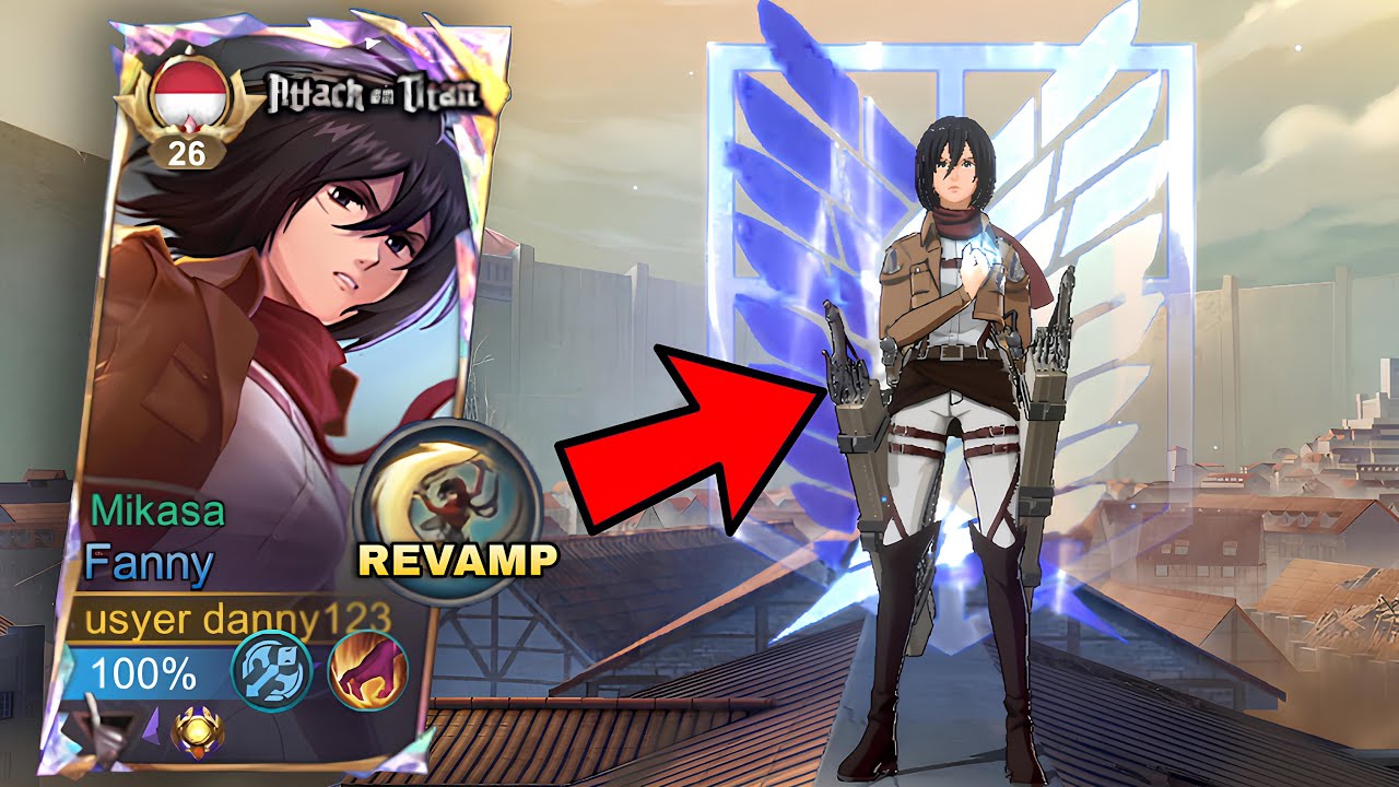 REVIEW AOT MIKASA FANNY REVAMP!! SOLO RANK GAMEPLAY🔥 - Mobile Legends