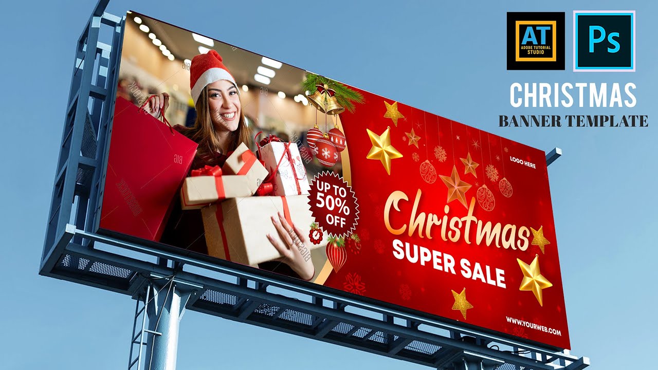 How to Create Christmas Sale Banner in Adobe Photoshop | Adobe Tutorial