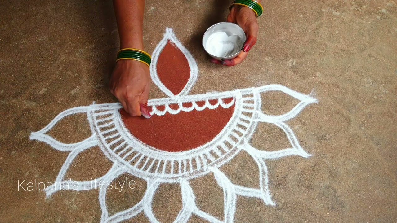Aadi Matham special/Aadi Krithigai Velakku Padi Kollam/Beautiful Easy Rangoli/Pandaga Muggulu/04
