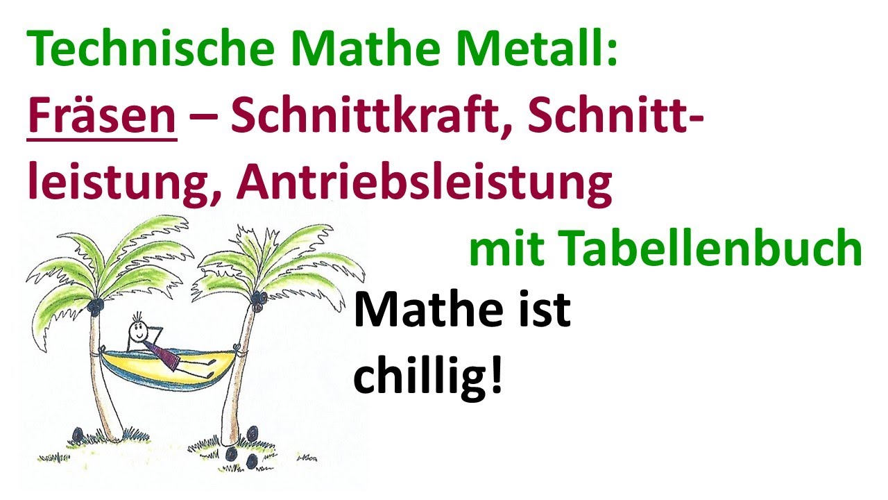 Fräsen: Schnittkraft, Schnittleistung und Antriebsleistung  einer Fräsmaschine berechnen - Video 4
