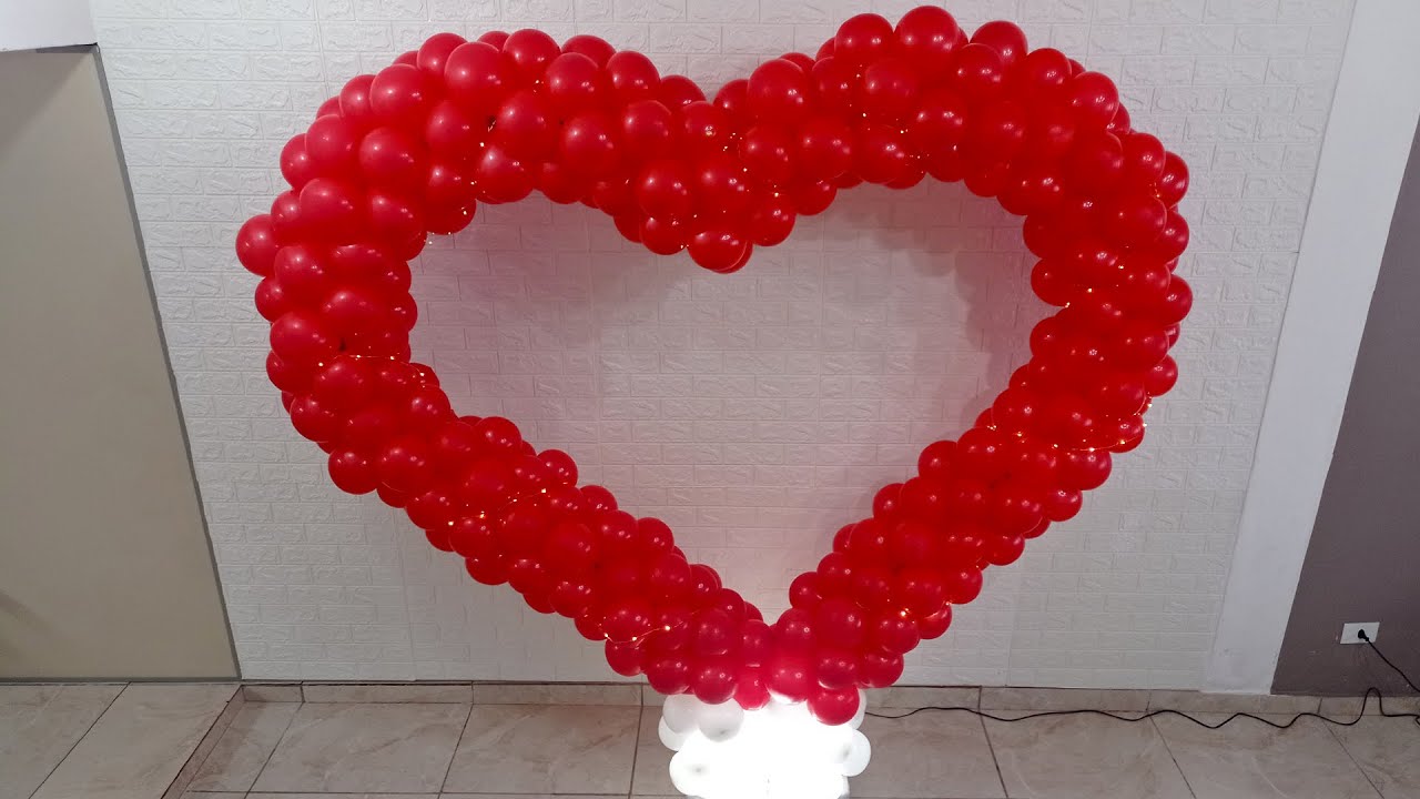 Como Fazer Coração 💖 de Cano de Pvc Com Balões e Led Para Decoração de Festa Aniversário DIY