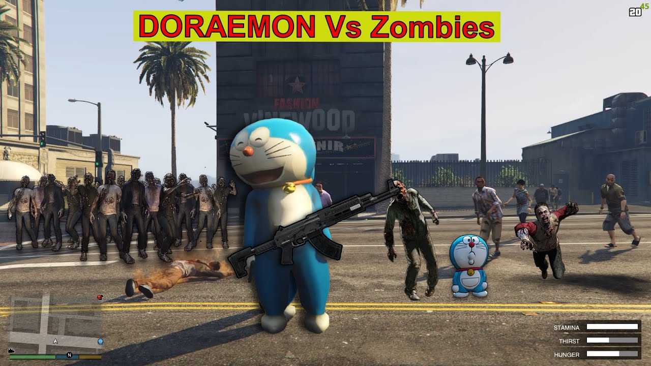 GTA 5  BIGGEST Zombie Attacked In GTA 5  DORAEMON VS ZOMBIE  GTA 5 Mods