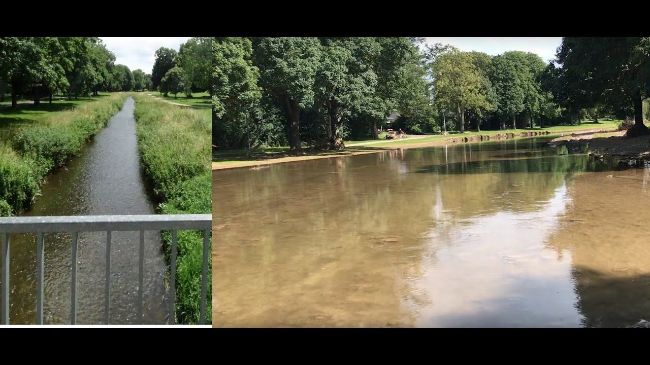 Neues Flussbett der Erft nach Hochwasser in Euskirchen 25.07.2021