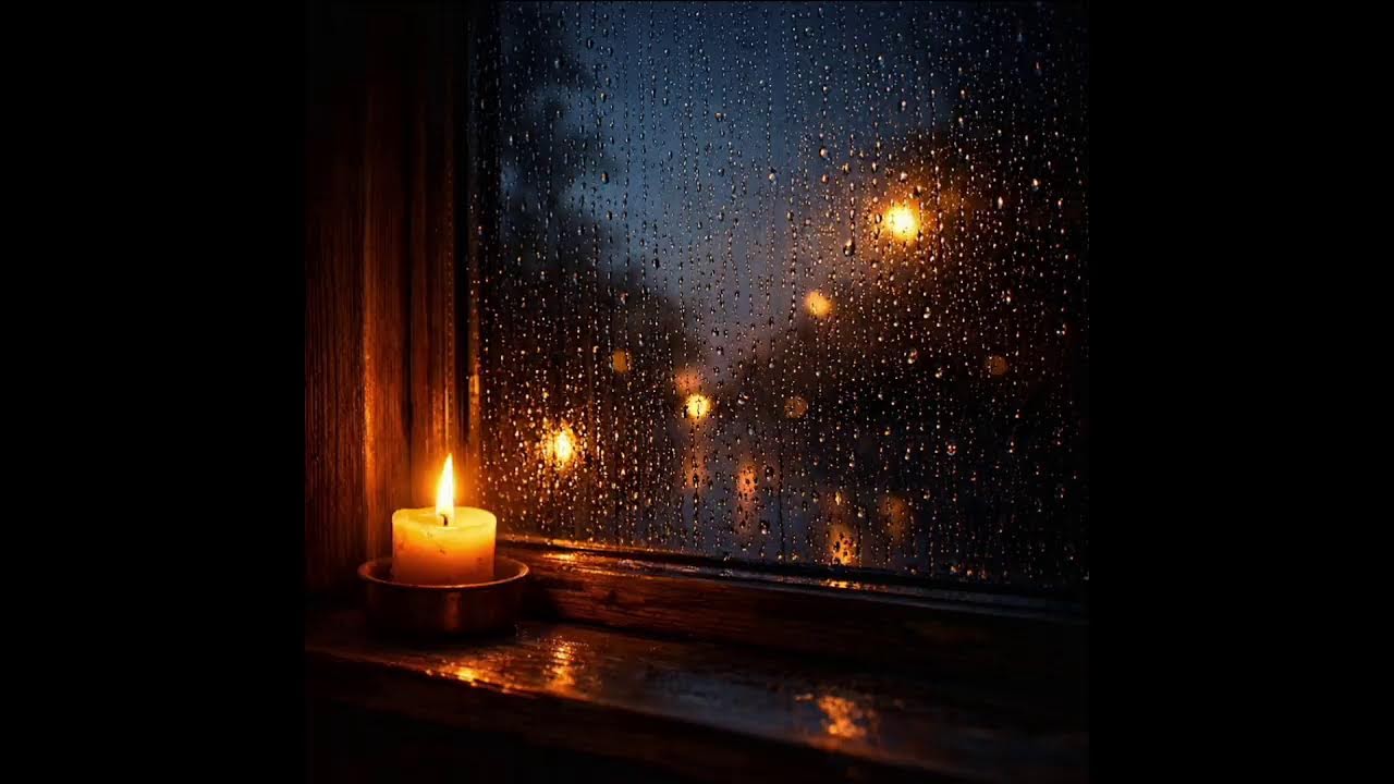 Cozy Rain on Window 🌧️ Candlelight Ambience • Sleep • Relax • Study • 24/7