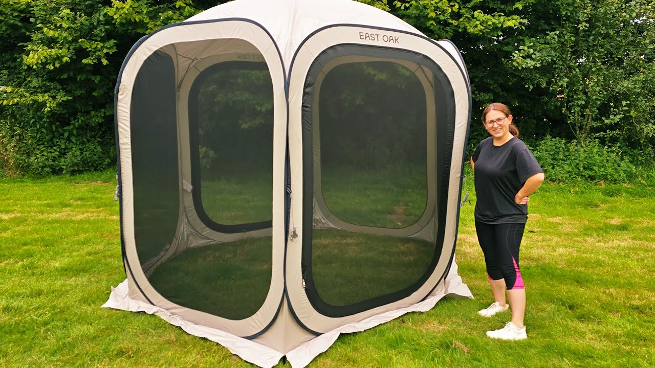 EAST OAK Screen House Tent Pop-Up Review | Fully Enclosed and UV protection! 10ft x 10ft