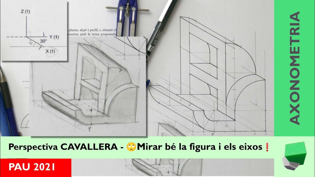 PAU 2021 - Perspectiva CAVALLERA d'una figura amb corbes, 🤔 sabries com fer-la❓