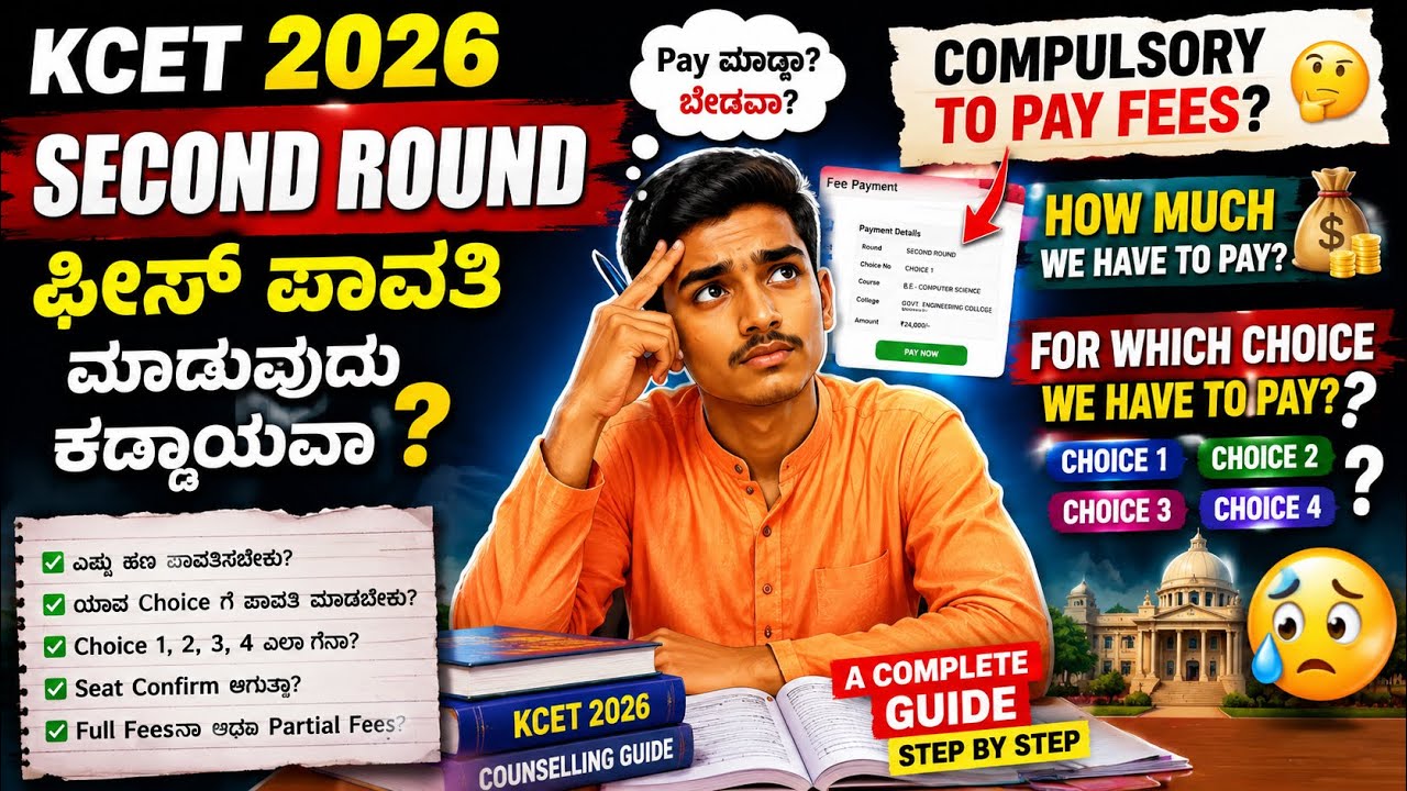 🔥KCET 2026 2nd Round Fees Payment | 2nd round payment compulsory?🤔Choice ಯಾವದಕ್ಕೆ Pay ಮಾಡಬೇಕು? #live