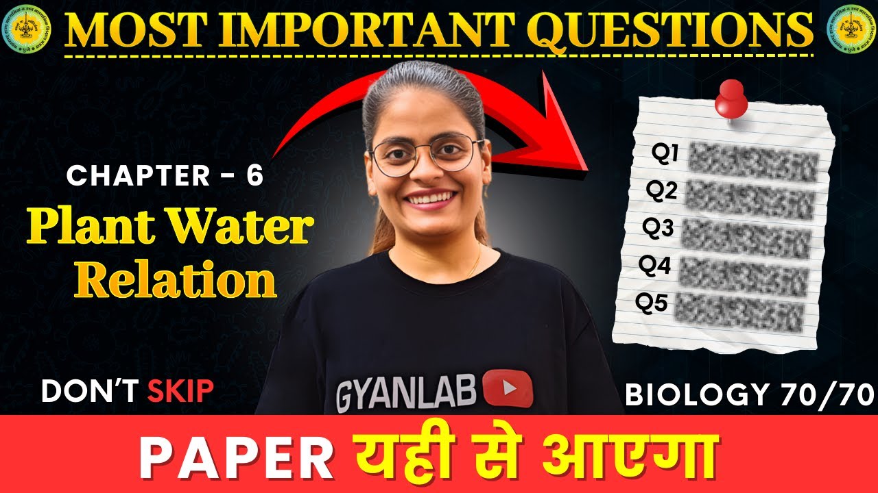 Class 12 Biology | Chapter 6 Plant water Relation - Most Important Question Gyanlab -Anjali Patel