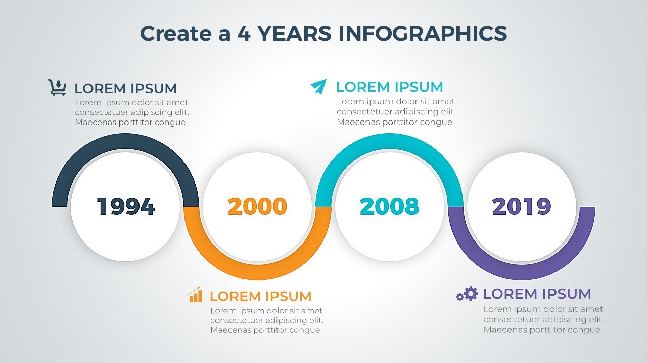 PowerPoint 4 YEARS TIMELINE Infographics Tutorial|PowerPoint Presentation|Free Template|Slide Design
