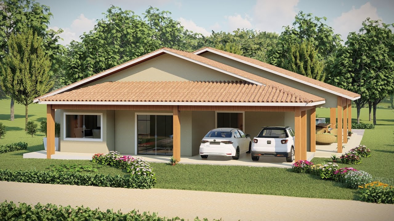 Planta baixa de Casa de Campo com Varandas 4 quartos - Compre o Projeto na Descrição - P461