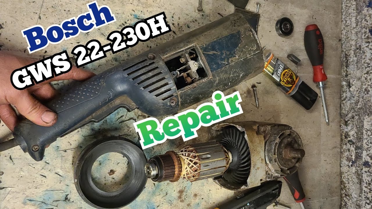 Repairing a Bosch GWS 22-230H 9inch angle grinder bearings and broken fan.