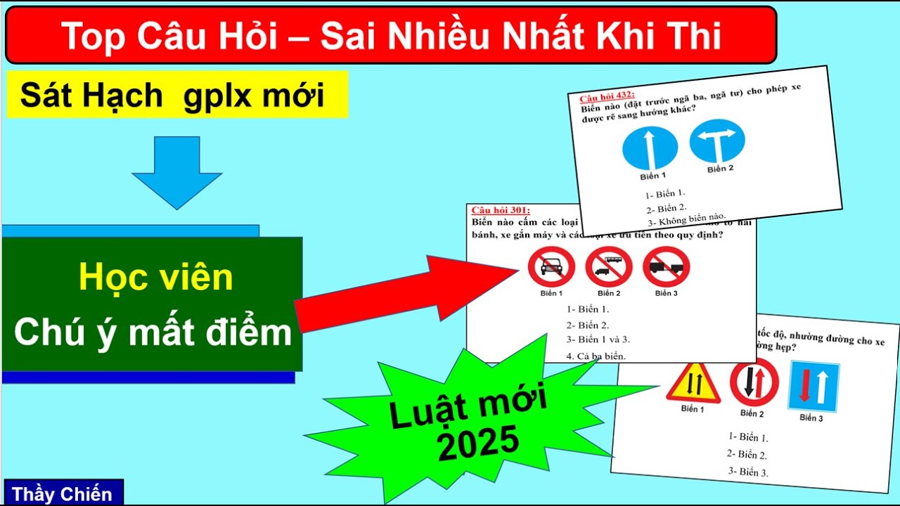 Các câu hỏi Sai nhiều nhất khi thi lý thuyết Ô Tô - 600 câu hỏi thi bằng lái xe mới/Thầy Chiến