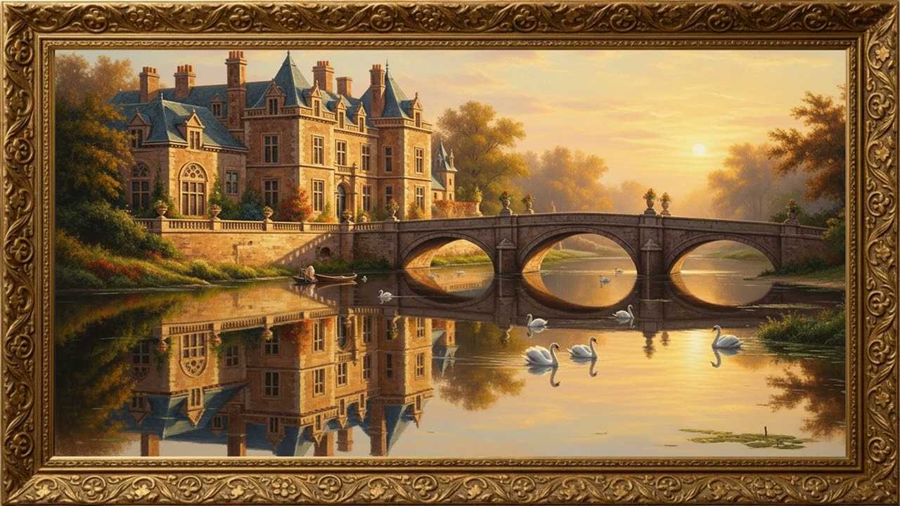Serene Riverside Estate at Dusk | Elegant Fine Art Visual