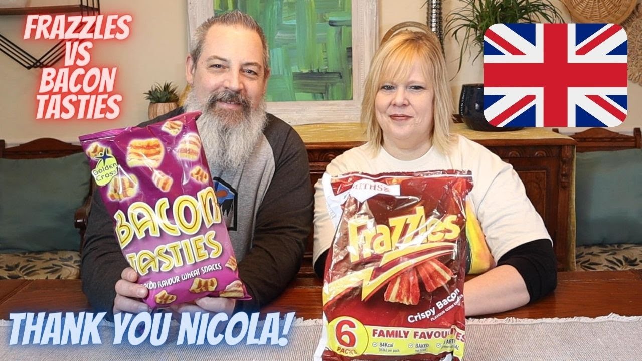 FRAZZLES VS BACON TASTIES | AMERICANS TRY UK CRISPS