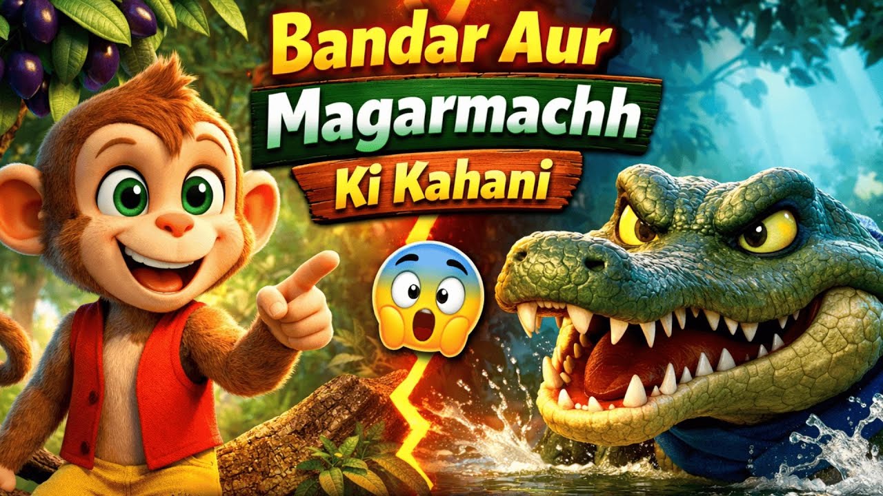 Bandar Aur Magarmachh Ki Kahani | Kahani Junction Kids | Hindi Moral Story