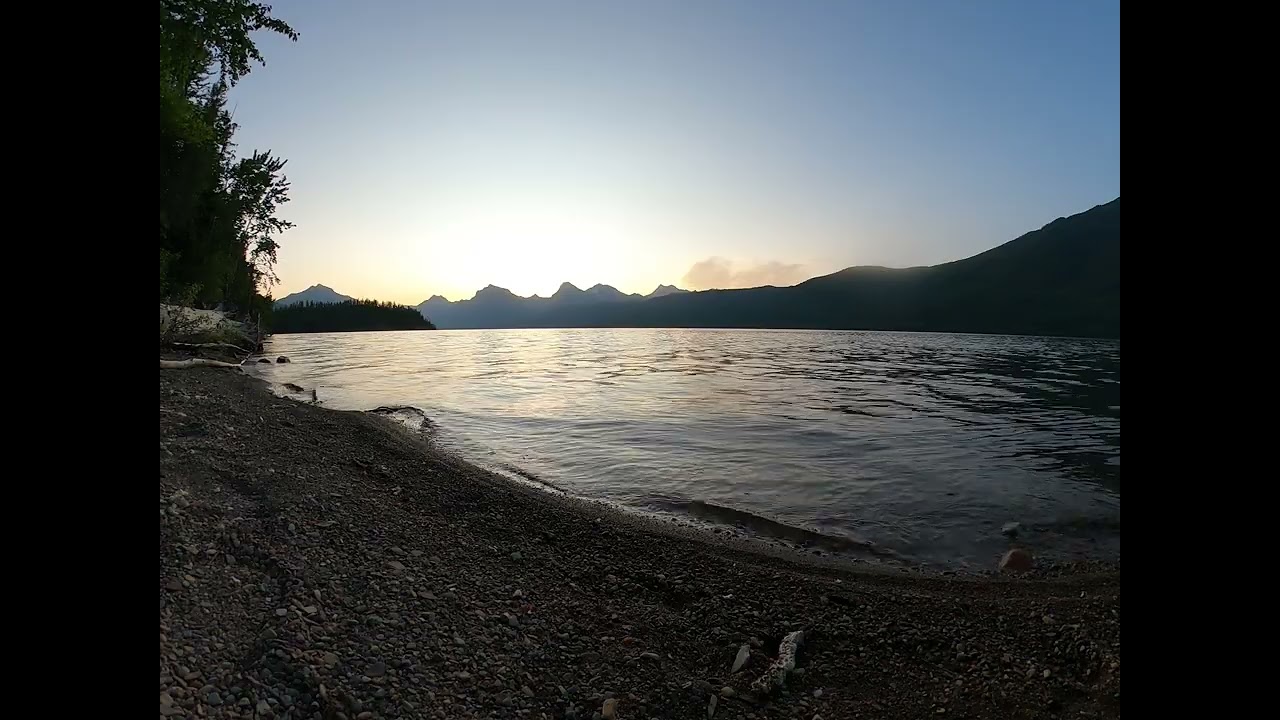 Glacier National Park peaceful McDonald Lake from Fish Creek Campground