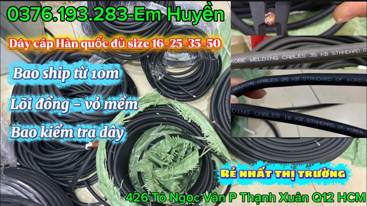 🔴Sale dây cáp hàn KOREA chuẩn lõi đồng vỏ mềm dẻo giá rẻ nhất #daycaphan #kobe #hanquoc #mayhan