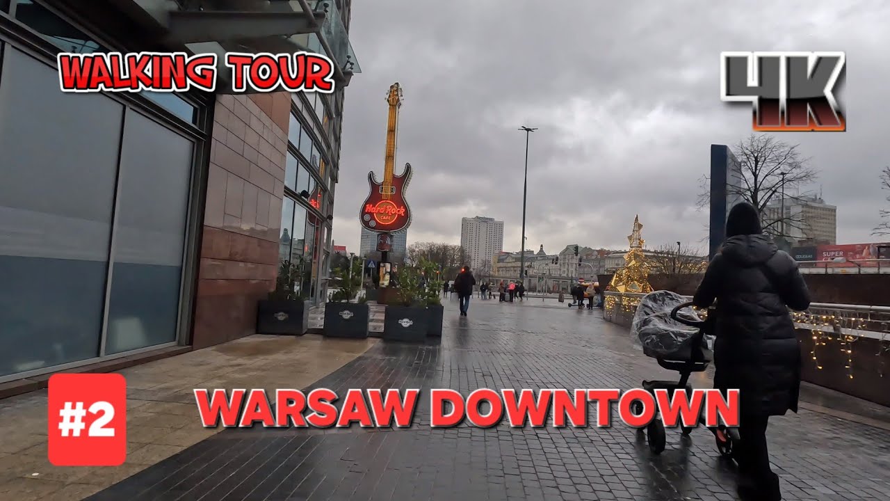 Warsaw Poland Walking Tour 4k // DOWNTOWN //  GoPro Hero 11  BLACK FOOTAGE