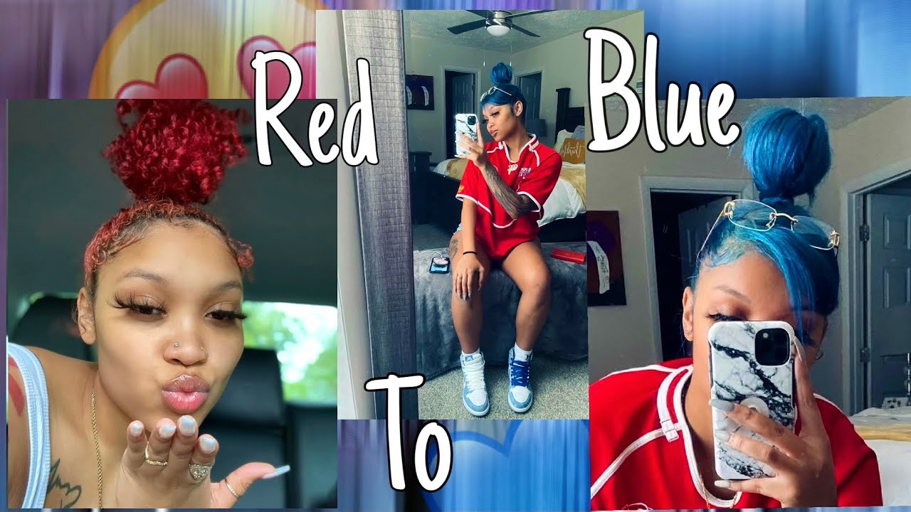 GOING FROM BRIGHT RED TO BLUE WITH A LIGHTER BLUE SKUNK STRIPE!!😳 | itstammaria |