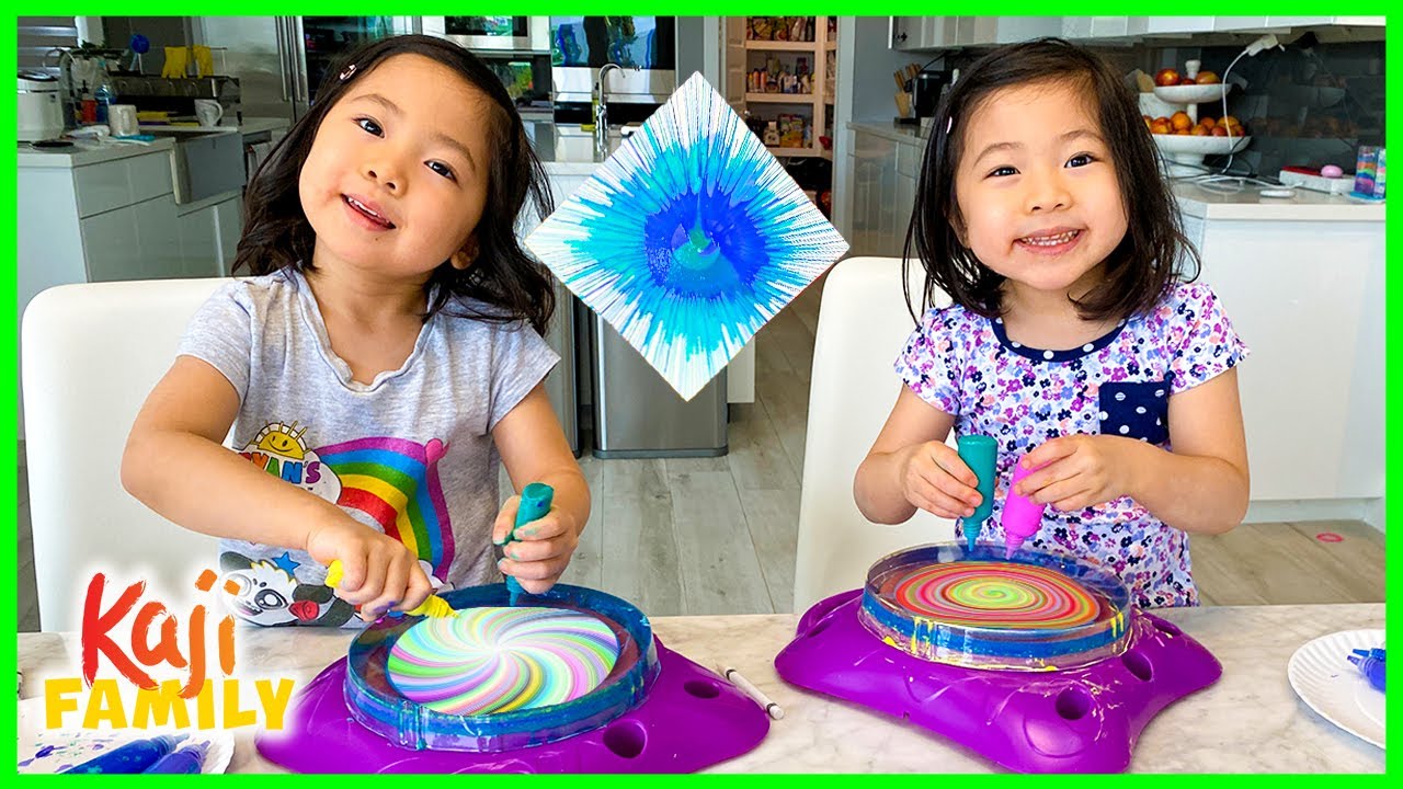 Spin Art Maker Toy Paint Challenge for Kids with Emma and Kate!!!