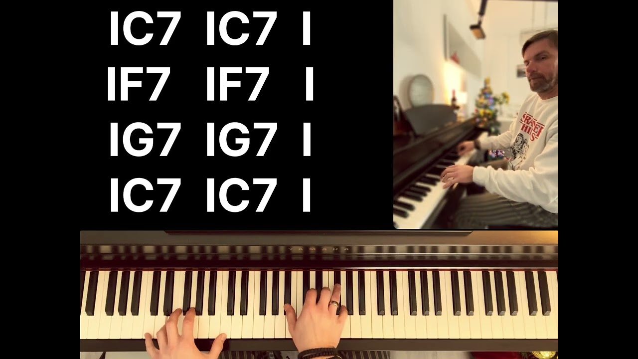 C major blues line for piano