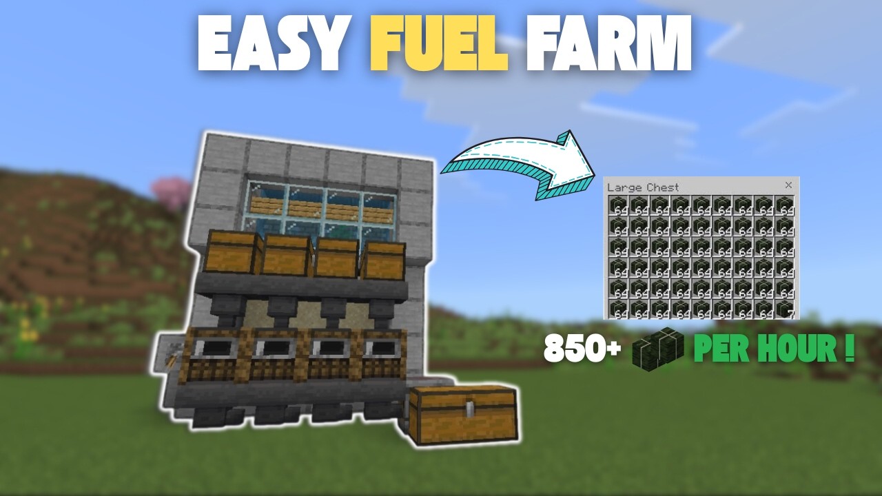 EASIEST FUEL FARM TUTORIAL IN MINECRAFT BEDROCK 1.21+ | KELP FUEL FARM!
