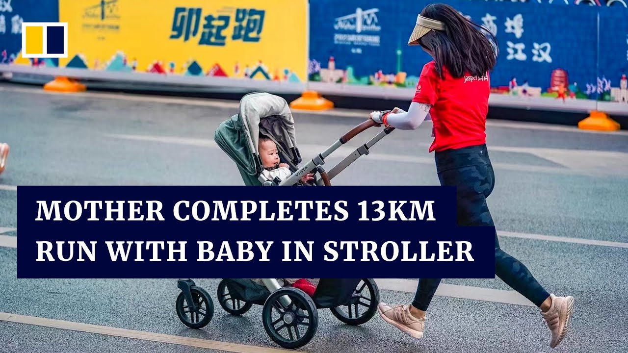 Chinese mother completes 13km run with baby in stroller