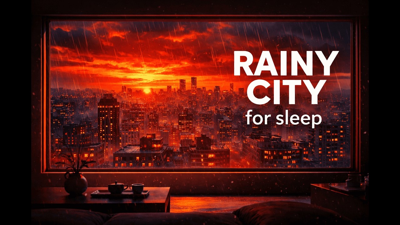 Rainy City Sunset Through the Window for Sleep (3 Hours)